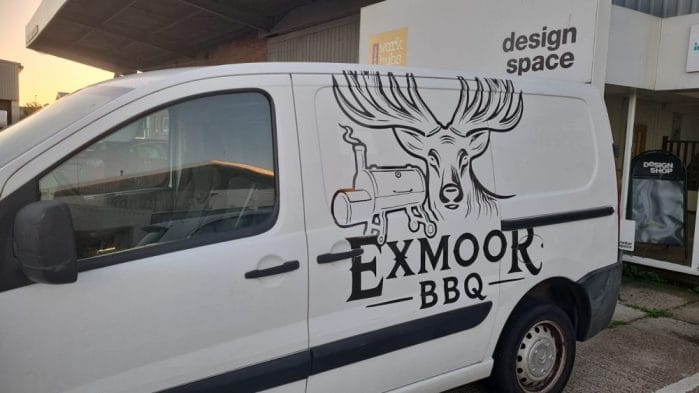An image of the Exmoor BBQ branded van.