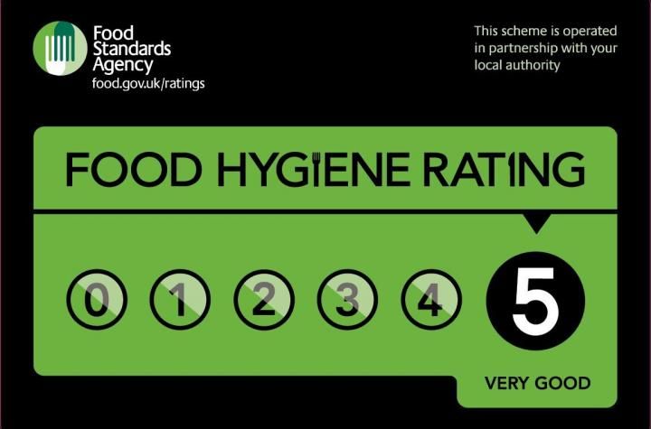 Five star food hygiene rating.